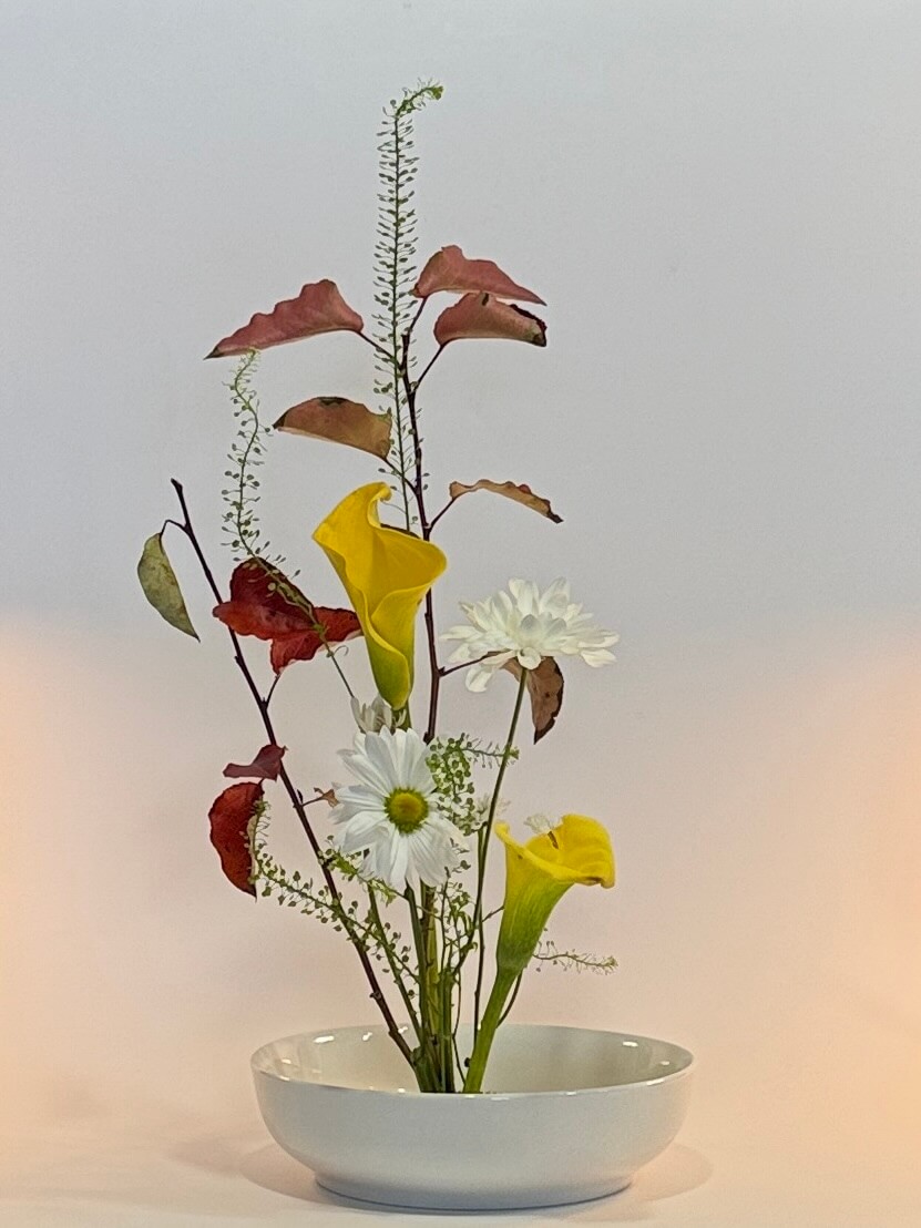 A beatiful and engaging Ikebana flower arrangement best created in a retirement community setting